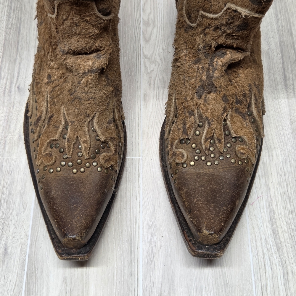 Brown Distressed Cowboy Boots - Picture 3 of 10